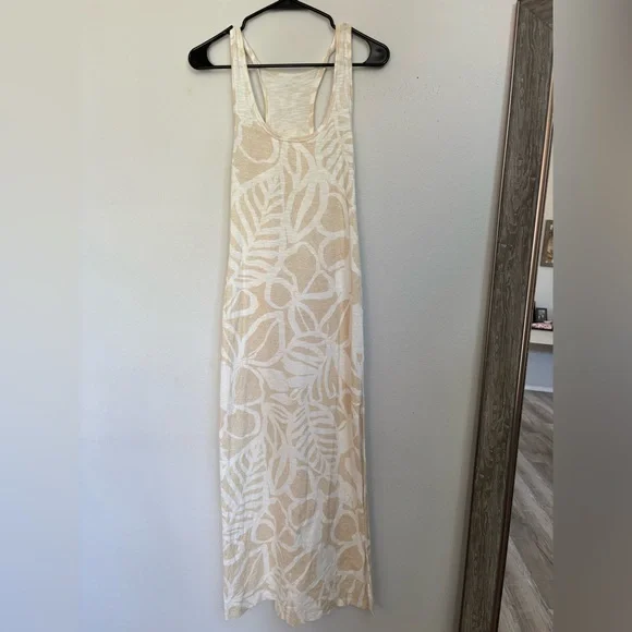 aerie Maxi Tank Dress White and Tan Racerback Summer Dress Size S - Picture 2 of 7